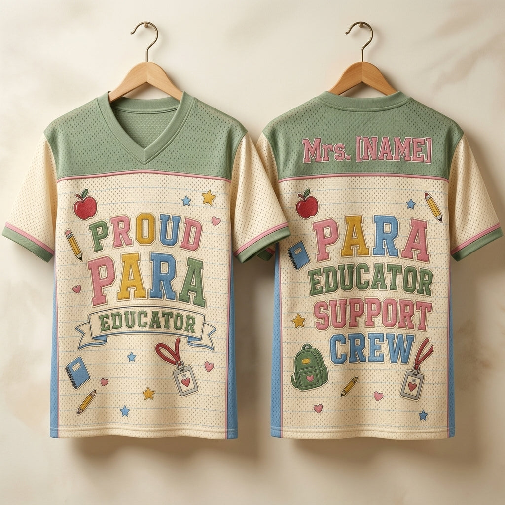 Personalized Proud Para Educator Support Crew Jersey - Custom Name School Spirit Football Shirt
