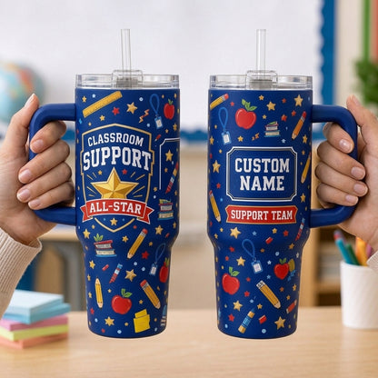 Personalized Classroom Support All-Star 40oz Tumbler with Handle - Custom Name School Staff Gift