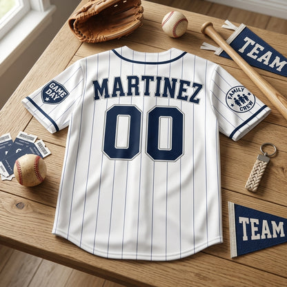 Personalized Mommy Baseball Jersey - Custom Name and Number Pinstripe Jersey for Women, Game Day Family Crew Shirt