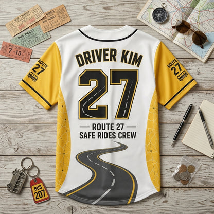 Personalized Bus Driver Baseball Jersey - Custom Name & Number Safe Rides Crew Uniform