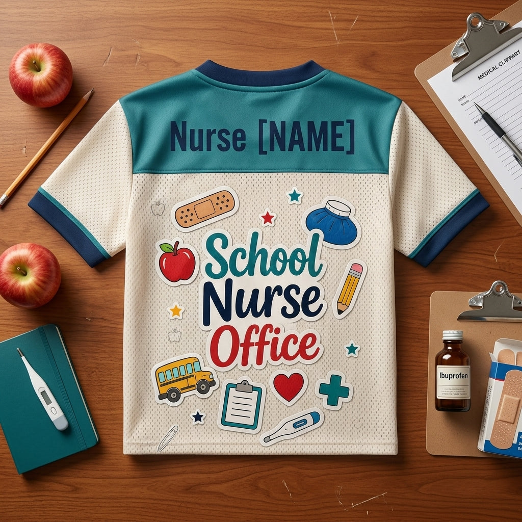 Personalized School Nurse Office Football Jersey - Custom Name Healthcare Professional Mesh Athletic Shirt