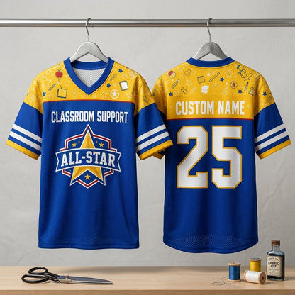 Personalized Classroom Support All-Star Football Jersey - Custom Teacher Shirt with Name & Number - football jersey product view 3