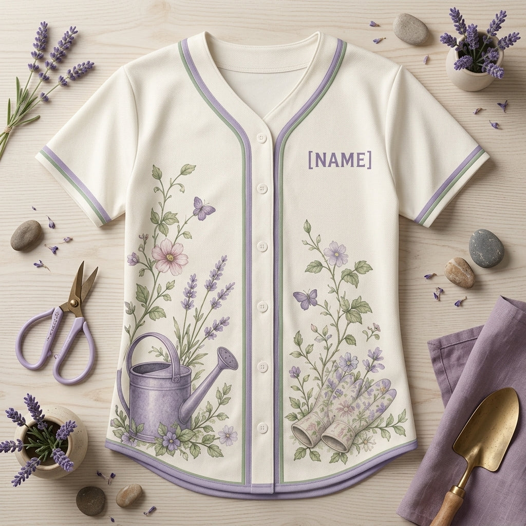 Personalized Garden Floral Baseball Jersey - Custom Name Gift for Gardeners & Plant Lovers