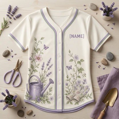 Personalized Garden Floral Baseball Jersey - Custom Name Gift for Gardeners & Plant Lovers