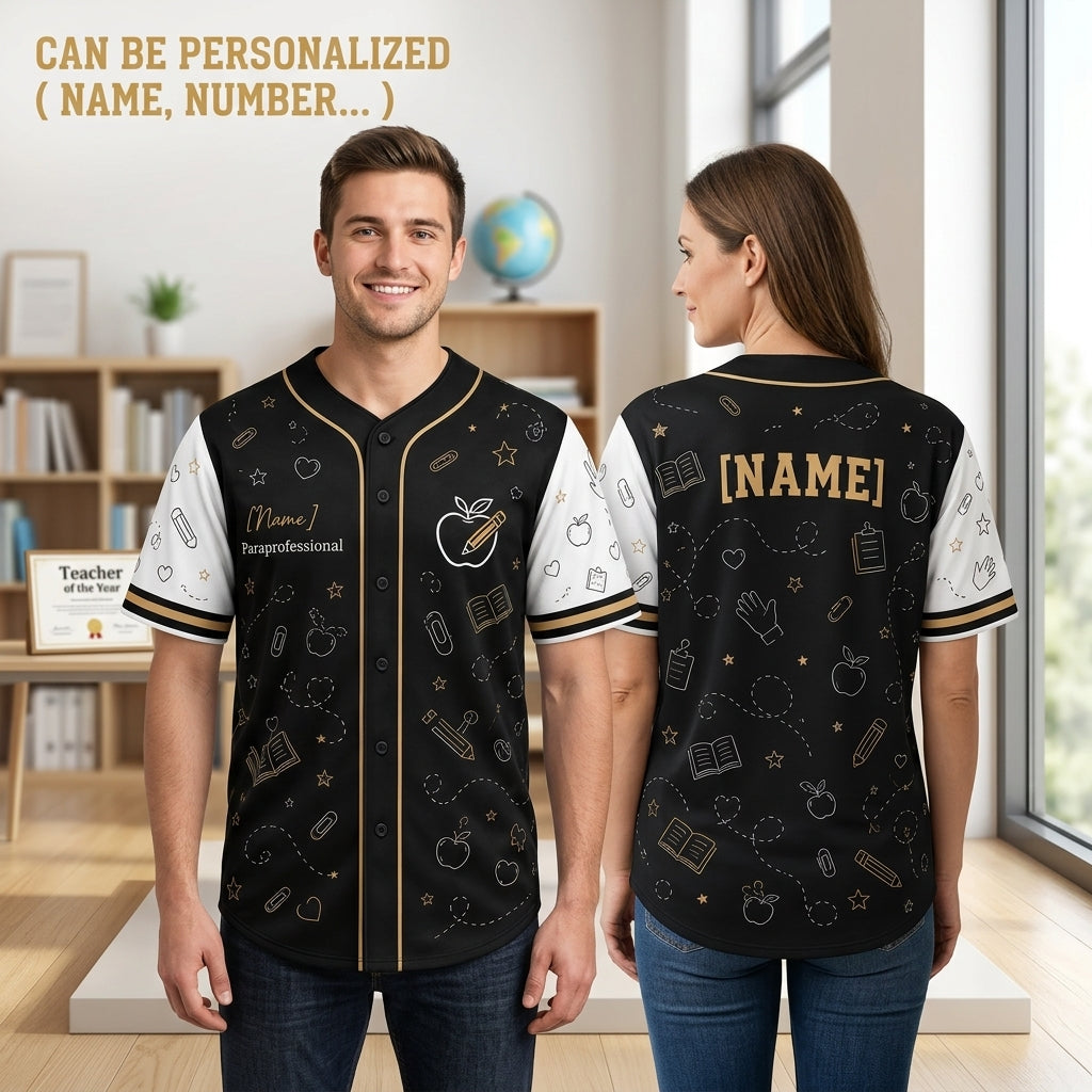 Personalized Paraprofessional Baseball Jersey - Custom Name School Educator Apparel Gift