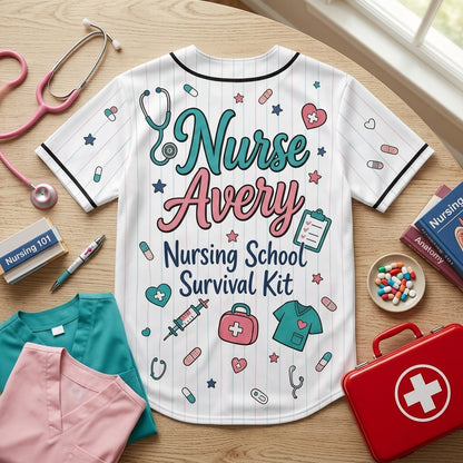 Personalized Nurse Life Baseball Jersey - Custom Name Nursing School Survival Kit Apparel