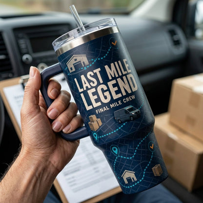 Personalized Last Mile Legend Delivery Driver 40oz Tumbler with Handle - Custom Name & Route