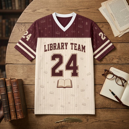 Personalized Library Team Mesh Football Jersey - Custom Name & Number Book Lover Apparel