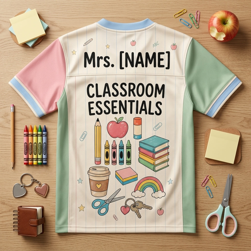 Personalized Teacher Football Jersey - Custom Name Classroom Essentials School Shirt - Back to School Gift