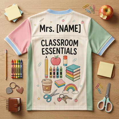 Personalized Teacher Football Jersey - Custom Name Classroom Essentials School Shirt - Back to School Gift