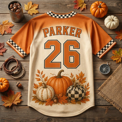 Personalized Pumpkin Patch Family Baseball Jersey - Custom Name and Number Fall Autumn Apparel