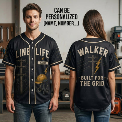 Personalized Line Life Lineman Baseball Jersey - Custom Name Electrician Apparel, Built For The Grid