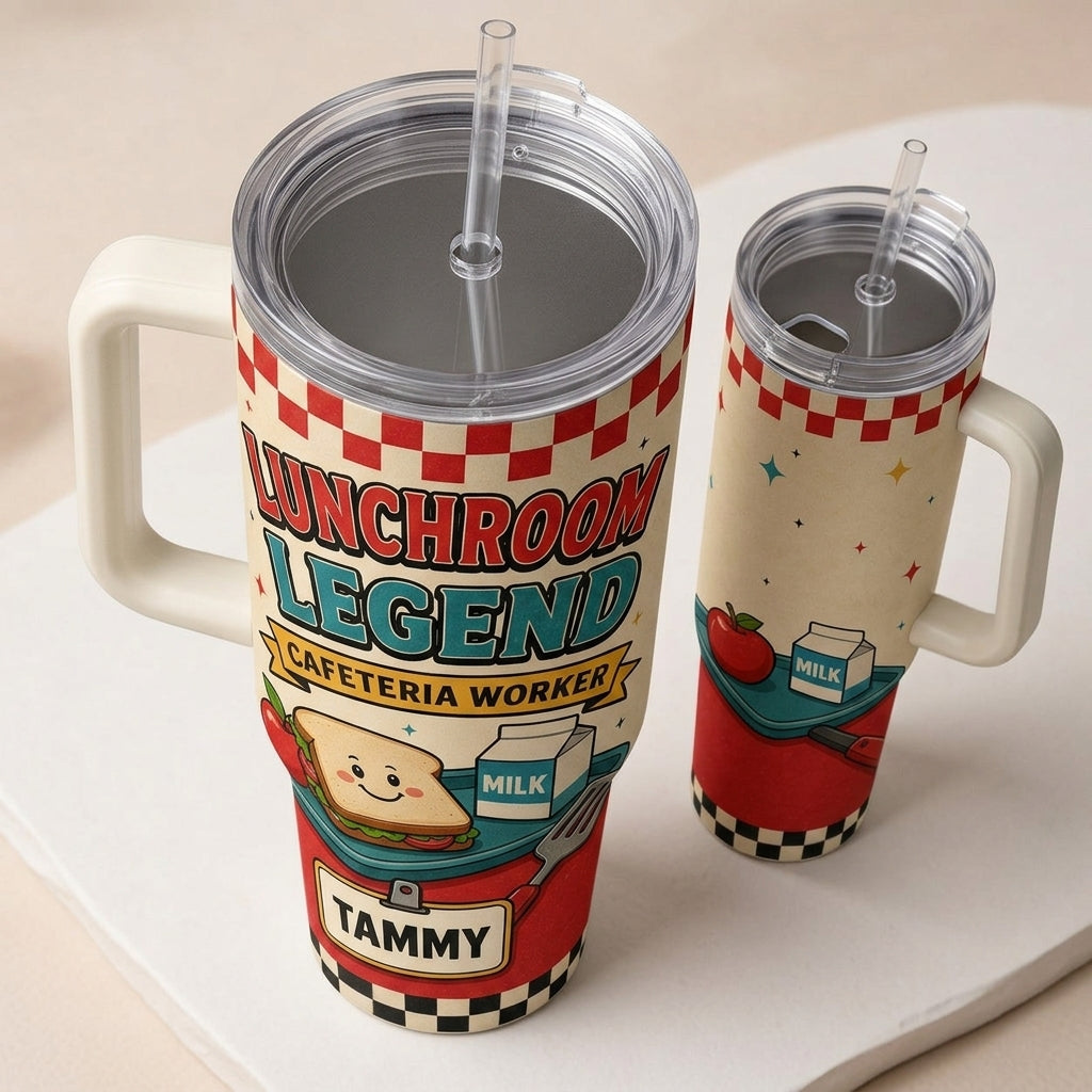 Personalized Lunchroom Legend Cafeteria Worker 40oz Tumbler with Handle - Custom Name Gift