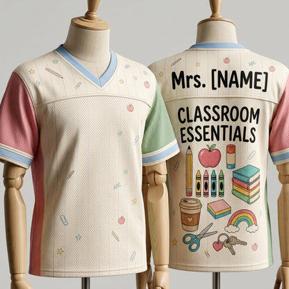 Personalized Teacher Football Jersey - Custom Name Classroom Essentials School Shirt - Back to School Gift