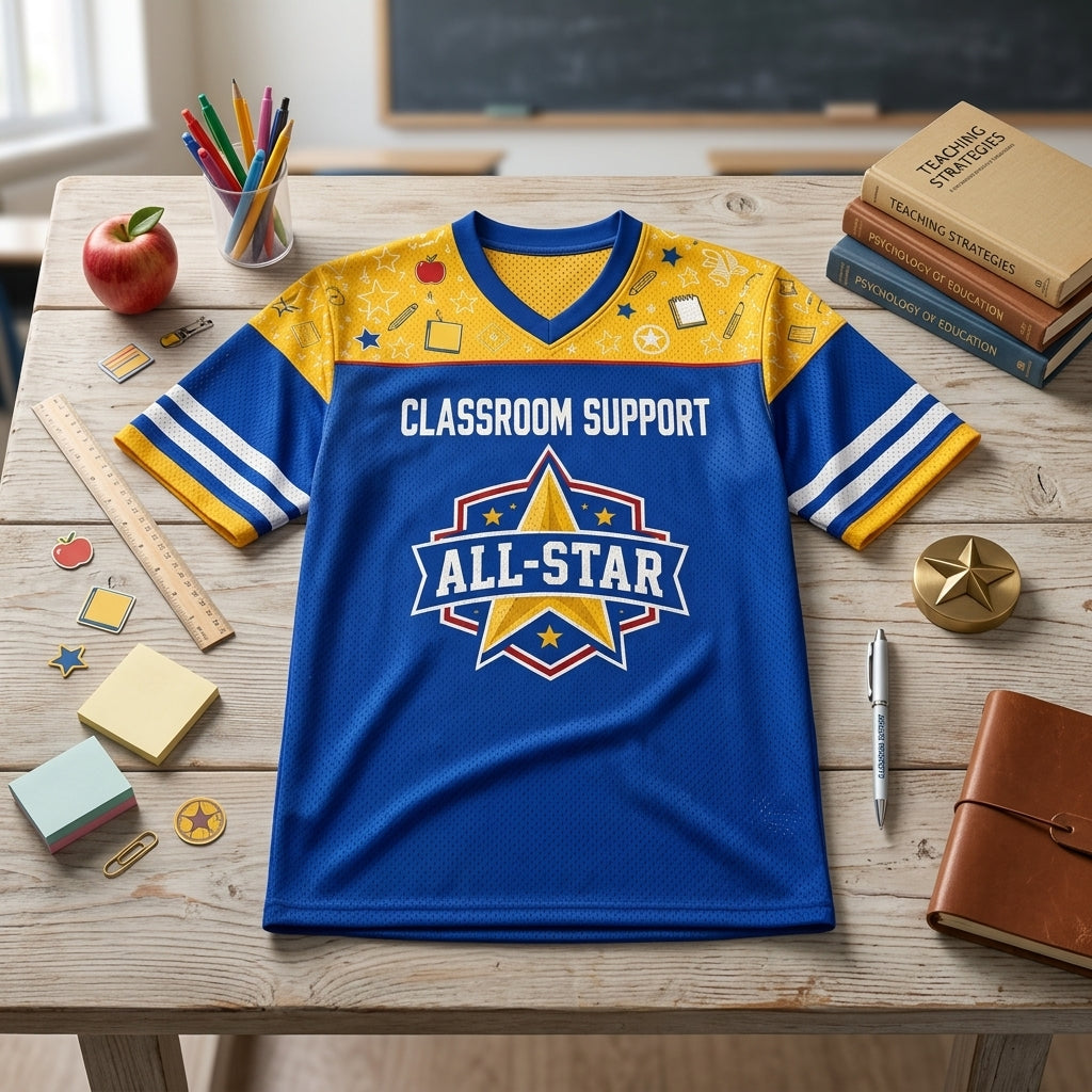 Personalized Classroom Support All-Star Football Jersey - Custom Teacher Shirt with Name & Number - football jersey product view 4