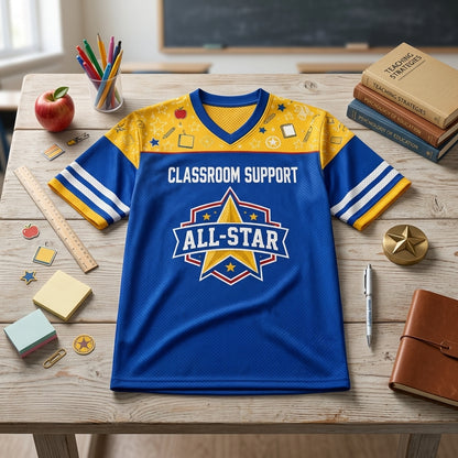 Personalized Classroom Support All-Star Football Jersey - Custom Teacher Shirt with Name & Number - football jersey product view 4