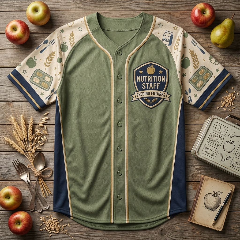 Personalized Nutrition Staff Feeding Futures Baseball Jersey - Custom Name and Number School Lunch Hero Uniform