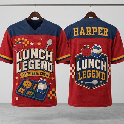 Personalized Lunch Legend Cafeteria Crew Football Jersey - Custom Name School Staff Gift