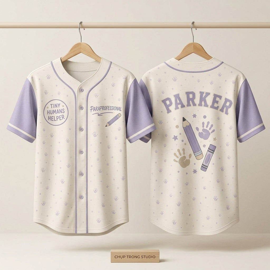 Personalized Paraprofessional Baseball Jersey - Custom Tiny Humans Helper Teacher Appreciation Gift