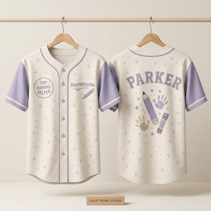 Personalized Paraprofessional Baseball Jersey - Custom Tiny Humans Helper Teacher Appreciation Gift