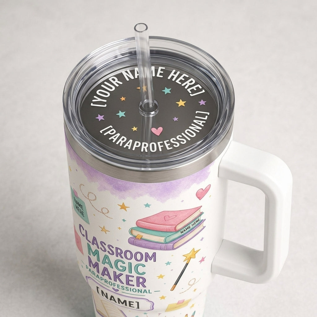 Personalized Classroom Magic Maker Paraprofessional 40oz Tumbler with Handle, Custom Name Gift product view 5