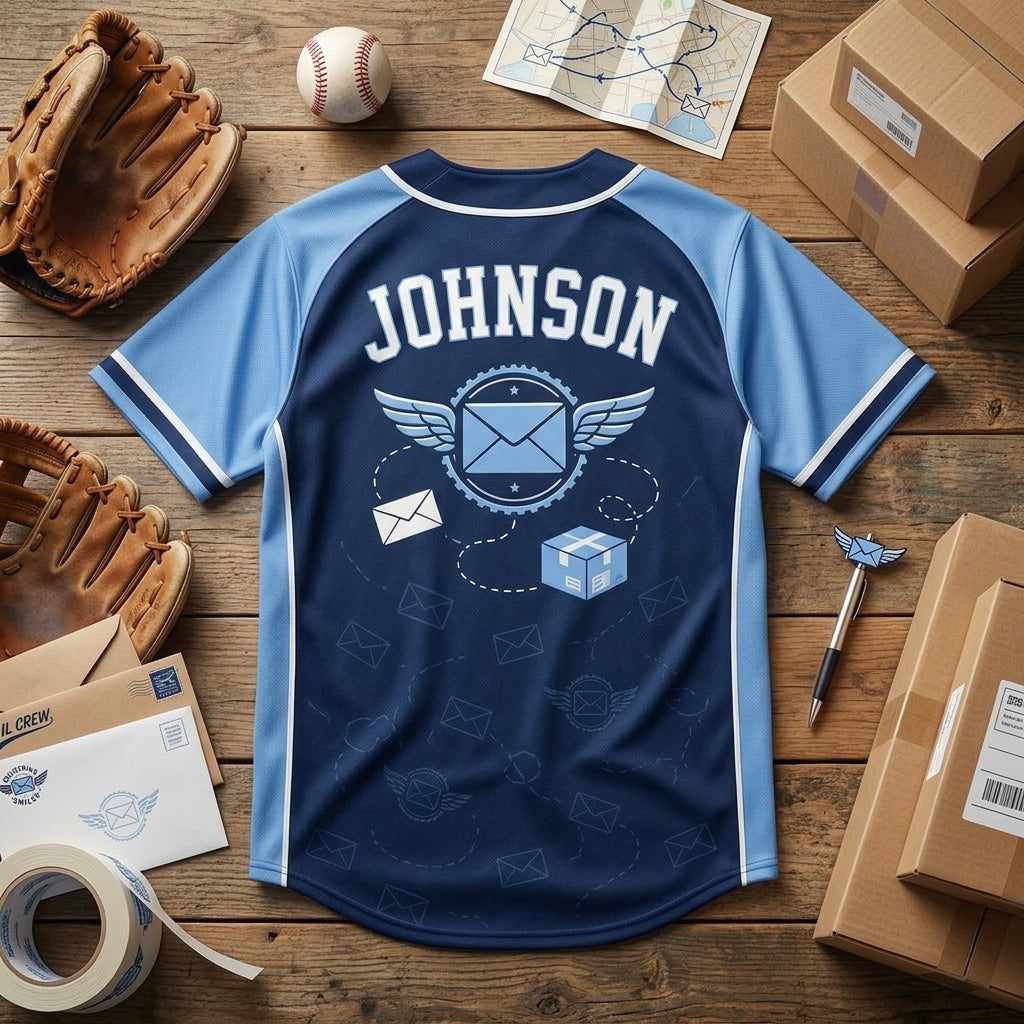 Personalized Mail Crew Delivering Smiles Baseball Jersey - Custom Name Postal Worker Gift