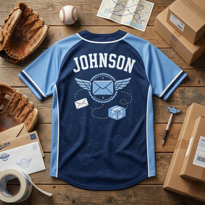 Personalized Mail Crew Delivering Smiles Baseball Jersey - Custom Name Postal Worker Gift