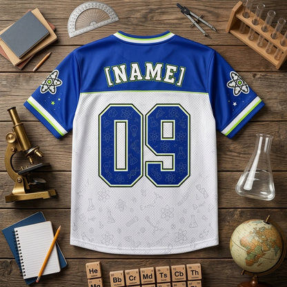 Personalized STEM Squad Teacher Football Jersey - Custom Name Science Educator Mesh Shirt