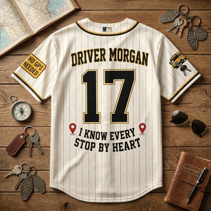 Personalized School Bus Driver Baseball Jersey - Custom Name & Number Route Legend Driver Shirt