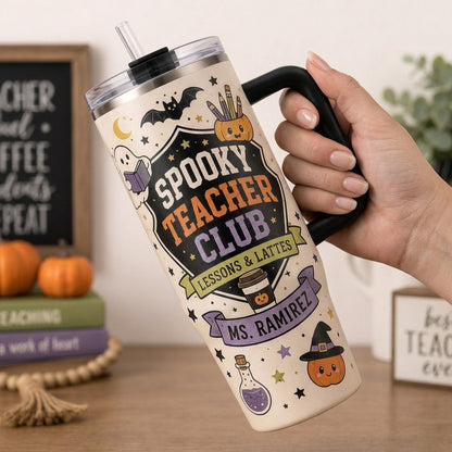 Personalized Spooky Teacher Club Halloween 40oz Tumbler with Handle - Custom Name Gift