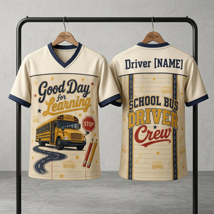Personalized School Bus Driver Football Jersey - Custom Name Driver Crew Gift