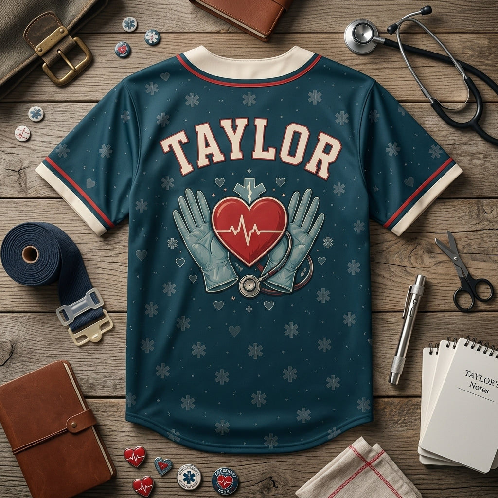 Personalized Emergency Room Nurse Baseball Jersey - Custom Calm Crew Healthcare Gift for Medical Professionals