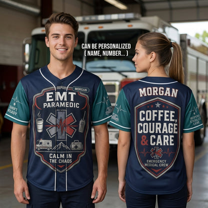 Personalized EMT Paramedic Baseball Jersey - Custom Name Emergency Medical Crew Gift for First Responders