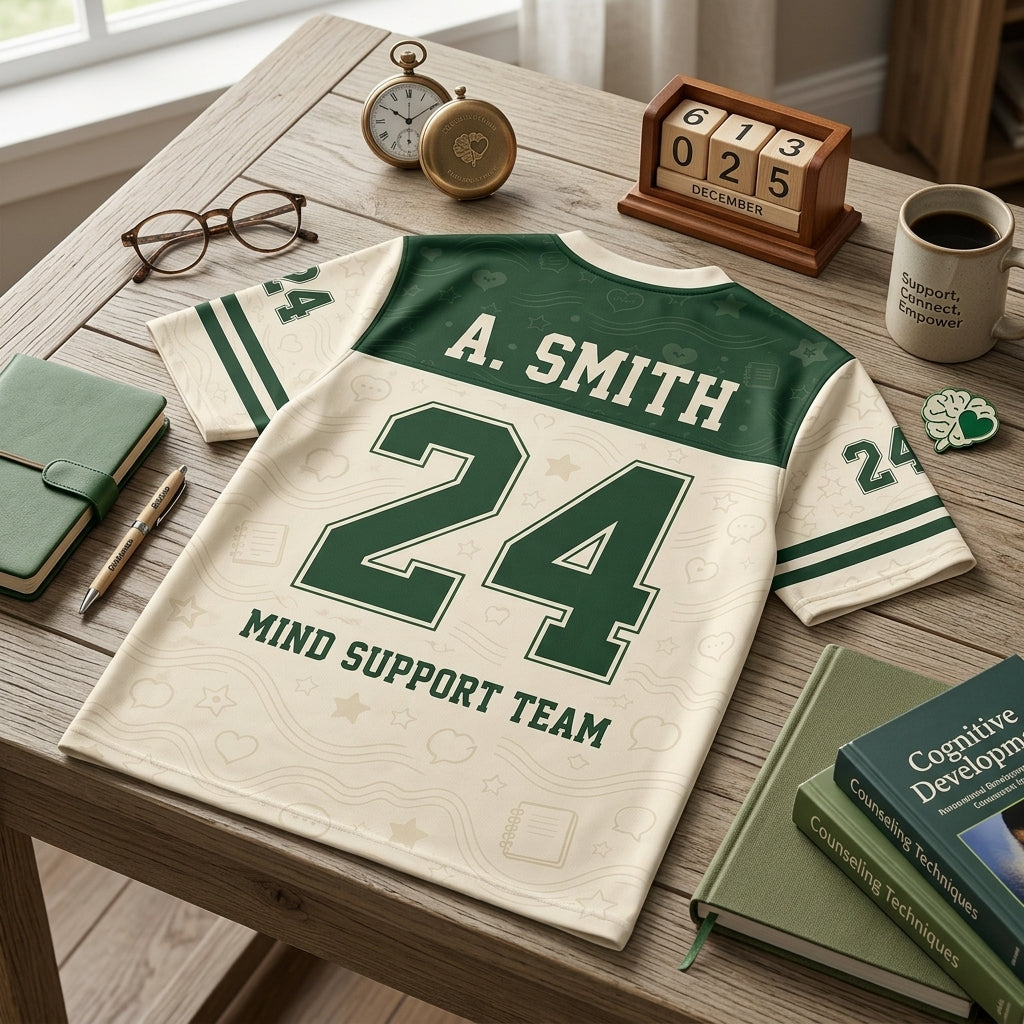 Personalized School Psychologist Mesh Football Jersey - Custom Name Mind Support Team Athletic Apparel