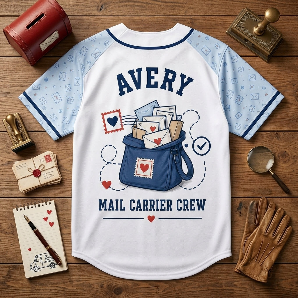 Personalized Mail Carrier Crew Baseball Jersey - Custom Name Postal Worker Gift for Men & Women