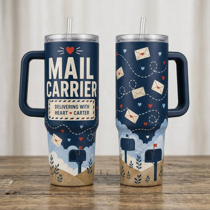 Personalized Mail Carrier 40oz Tumbler with Handle - Custom Name Postal Worker Gift