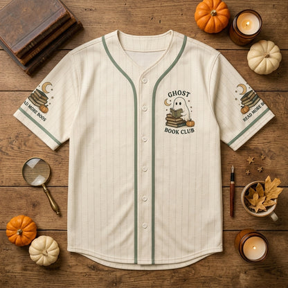 Spooky Reading Club Ghost Book Club Baseball Jersey - Aesthetic Read More Boos Halloween Gift for Book Lovers