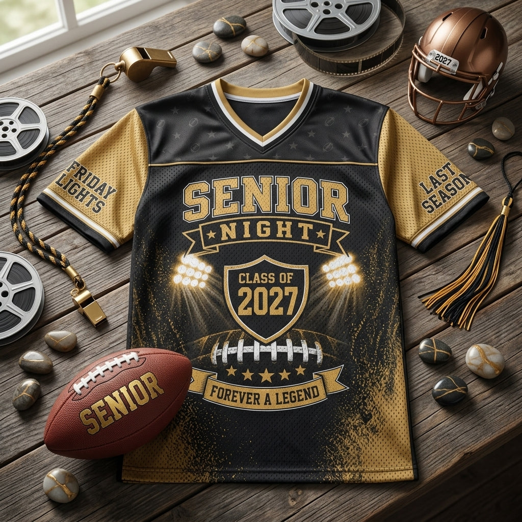 Personalized Senior Night Class of 2027 Football Jersey - Custom Name & Number Hybrid Mesh Sportswear