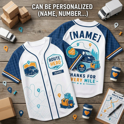 Personalized Route Hero Delivery Driver Baseball Jersey - Custom Name Appreciation Gift for Couriers