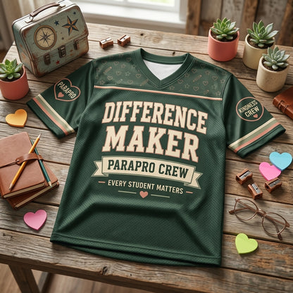Personalized Parapro Crew Football Jersey - Custom Name Teacher Appreciation Difference Maker Mesh Shirt