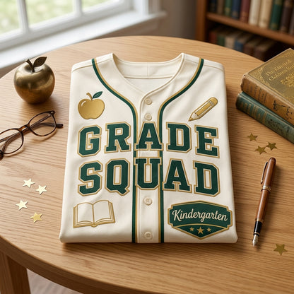 Personalized Teacher Grade Squad Baseball Jersey - Custom Name and Number School Staff Shirt - Kindergarten