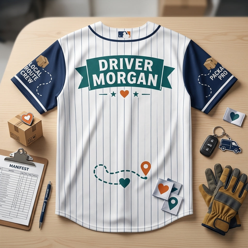 Personalized Delivering Smiles Daily Route Hero Baseball Jersey - Custom Delivery Driver Name Uniform
