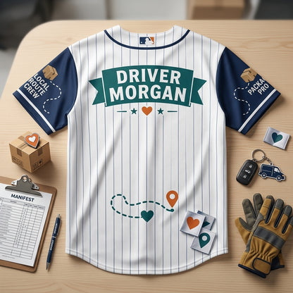 Personalized Delivering Smiles Daily Route Hero Baseball Jersey - Custom Delivery Driver Name Uniform