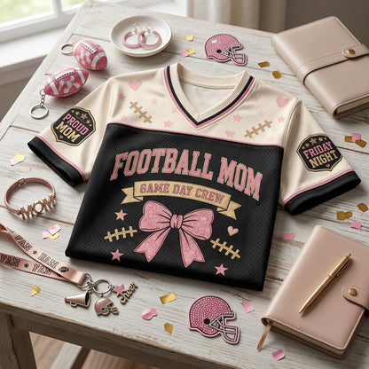 Personalized Football Mom Jersey Custom Name and Number Game Day Crew Mesh Shirt for Women