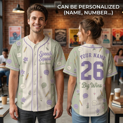 Personalized Speech Squad Baseball Jersey - Custom Name & Number SLP Gift - Little Voices Big Wins Apparel