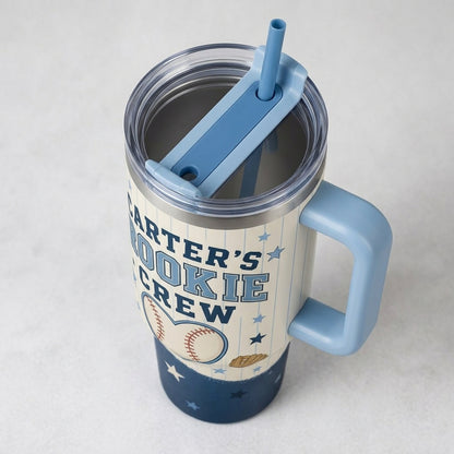 Personalized Baseball Mom 40oz Tumbler with Handle - Custom Name Rookie Crew First Season Gift