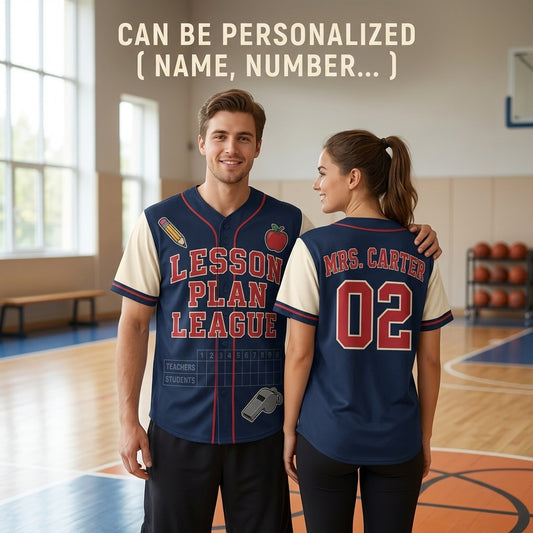 Personalized Lesson Plan League Baseball Jersey - Custom Name and Number - Custom Teacher Name and Number Sportswear