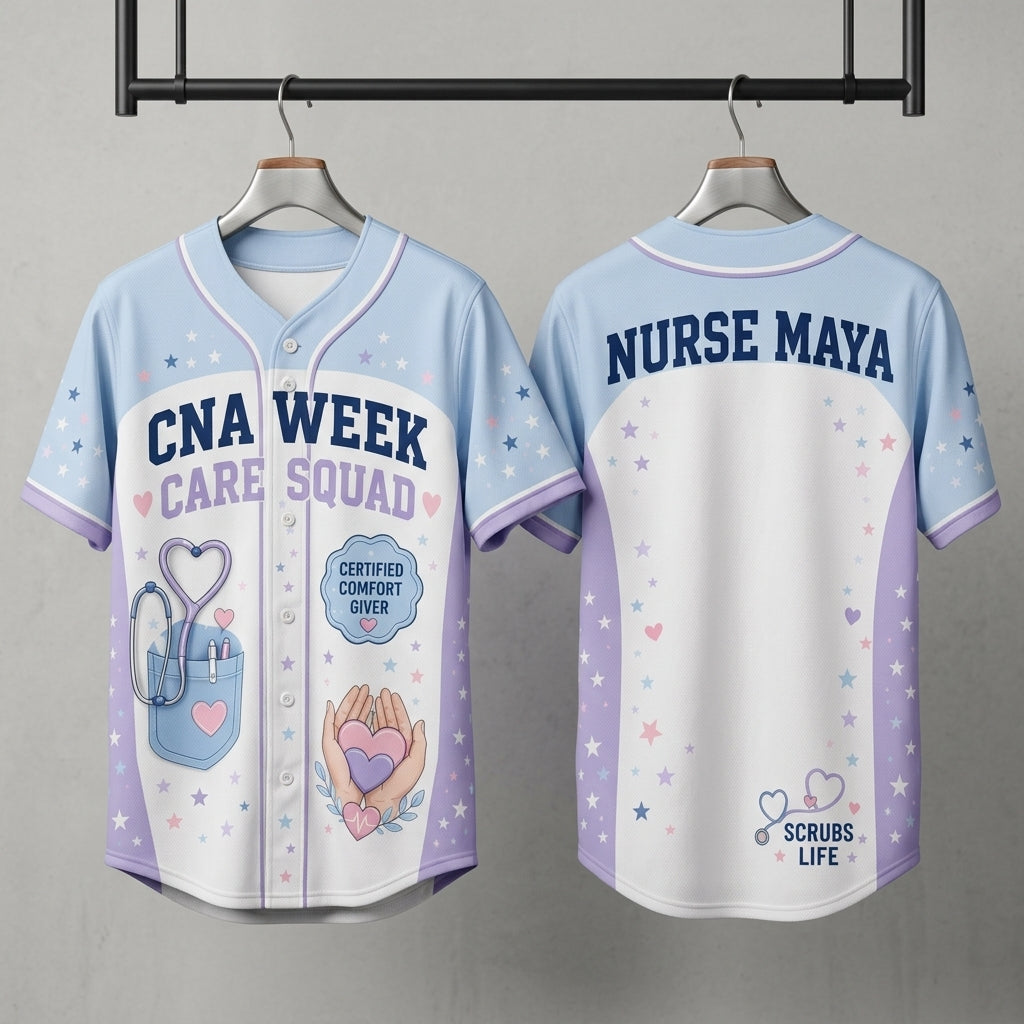 Personalized CNA Week Care Squad Baseball Jersey - Custom Name Gift for Healthcare Workers