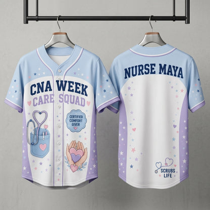 Personalized CNA Week Care Squad Baseball Jersey - Custom Name Gift for Healthcare Workers