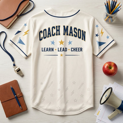 Personalized School Spirit Teacher Crew Baseball Jersey - Custom Name Back Educator Gift